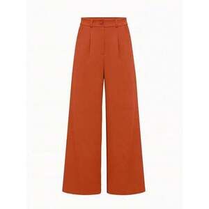 LUNE Elegant Women's Burnt Orange Wide-Leg Pants,Winter Solid-Colored Mult